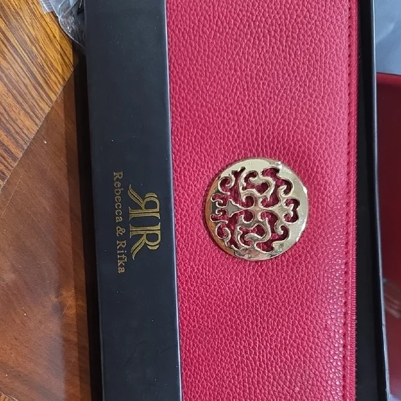 Red Wallet with Gold Accent - Picture 3 of 8